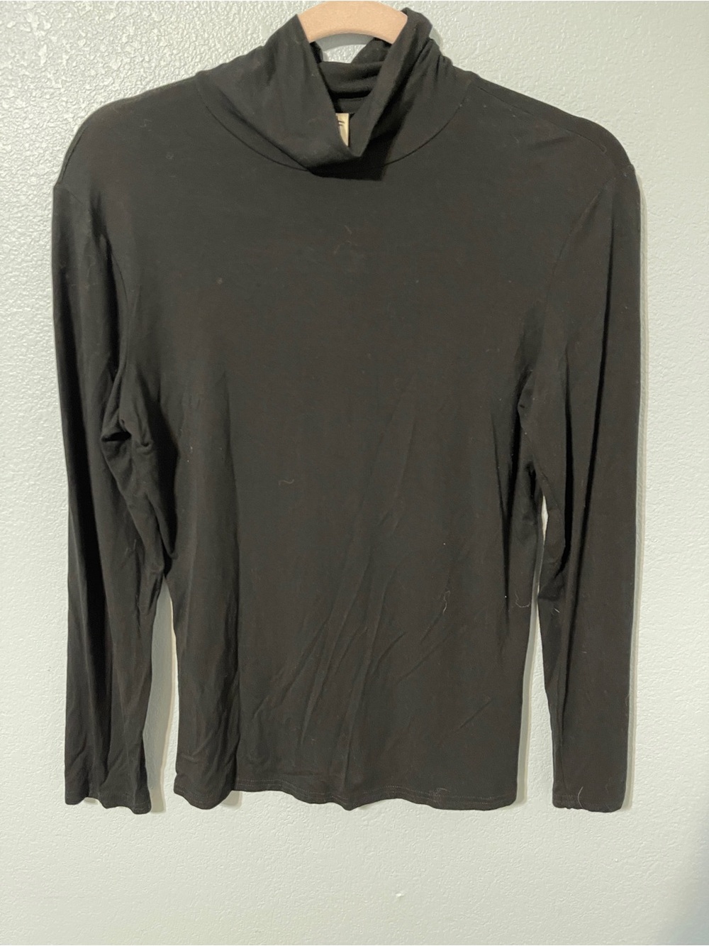 Herou Black Modal Turtleneck Top Long Sleeve Stretch Fitted Layering Medium